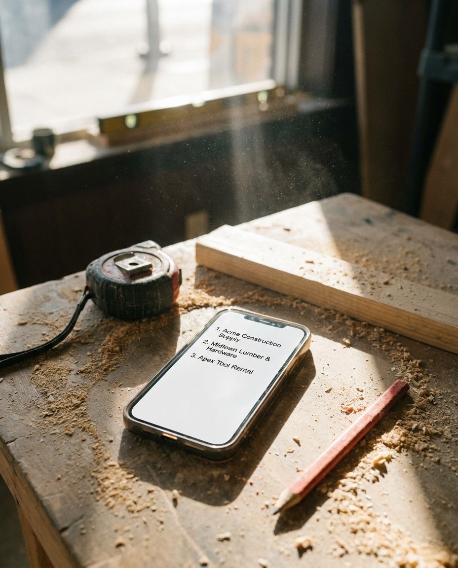 Phone on a contractor's bench